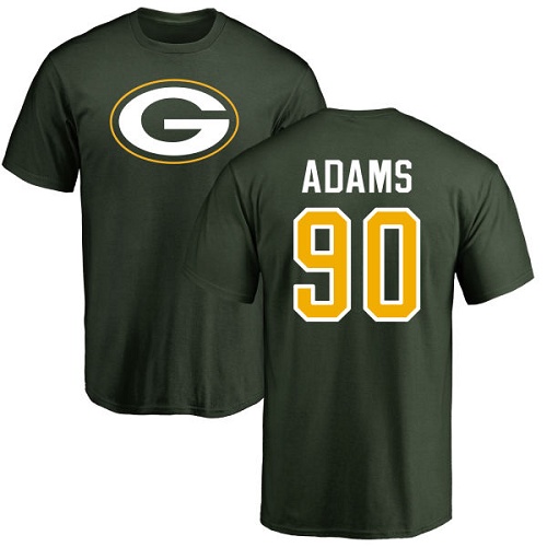 Men Green Bay Packers Green #90 Adams Montravius Name And Number Logo Nike NFL T Shirt->green bay packers->NFL Jersey
